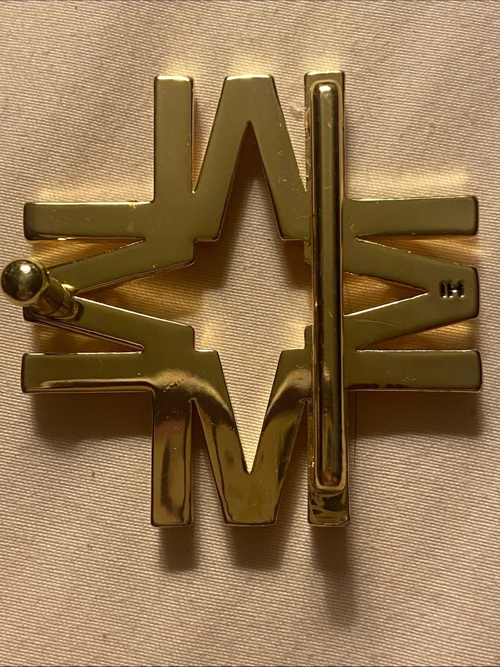 Letter M Designer INDIA HICKS Belt Buckle 14K GOLD Plated Black/Brown Leather